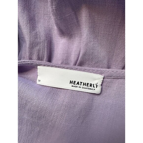 Heartherly Liliac Button Up Tie Back Size 2X V Neck Short Sleeve Stretchy Blouse - Picture 3 of 7